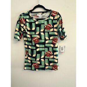 LuLaRoe Gigi Top Size S NWT Christmas Teddy Bear Holiday Print Short Sleeve